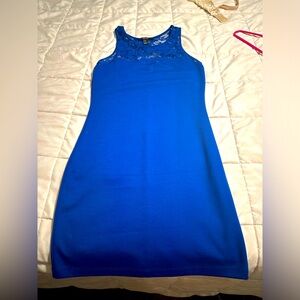 Blue Lace Fitted Dress